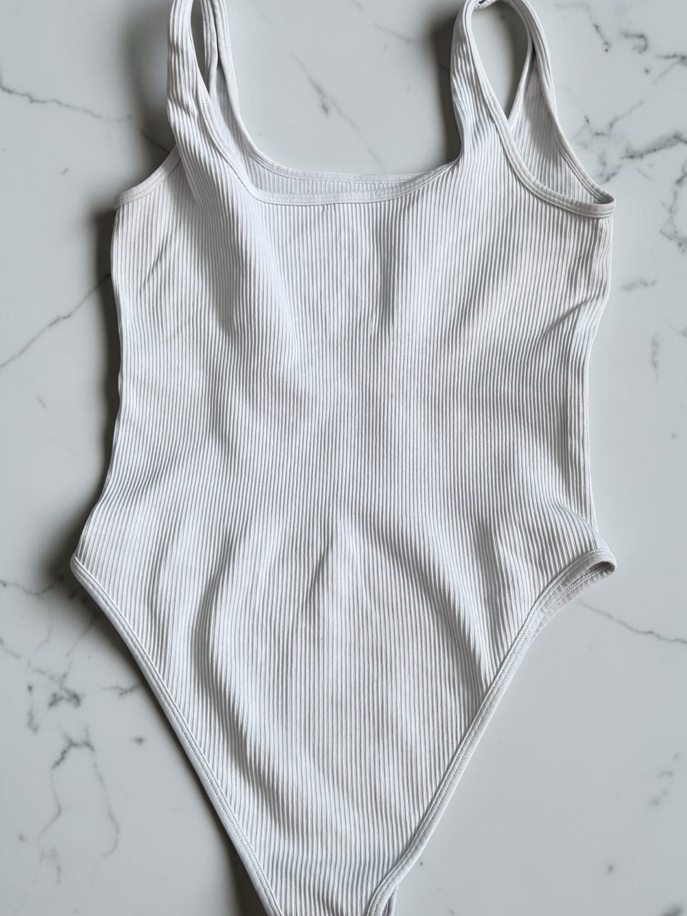 Source Unknown White Ribbed Bodysuit Tank